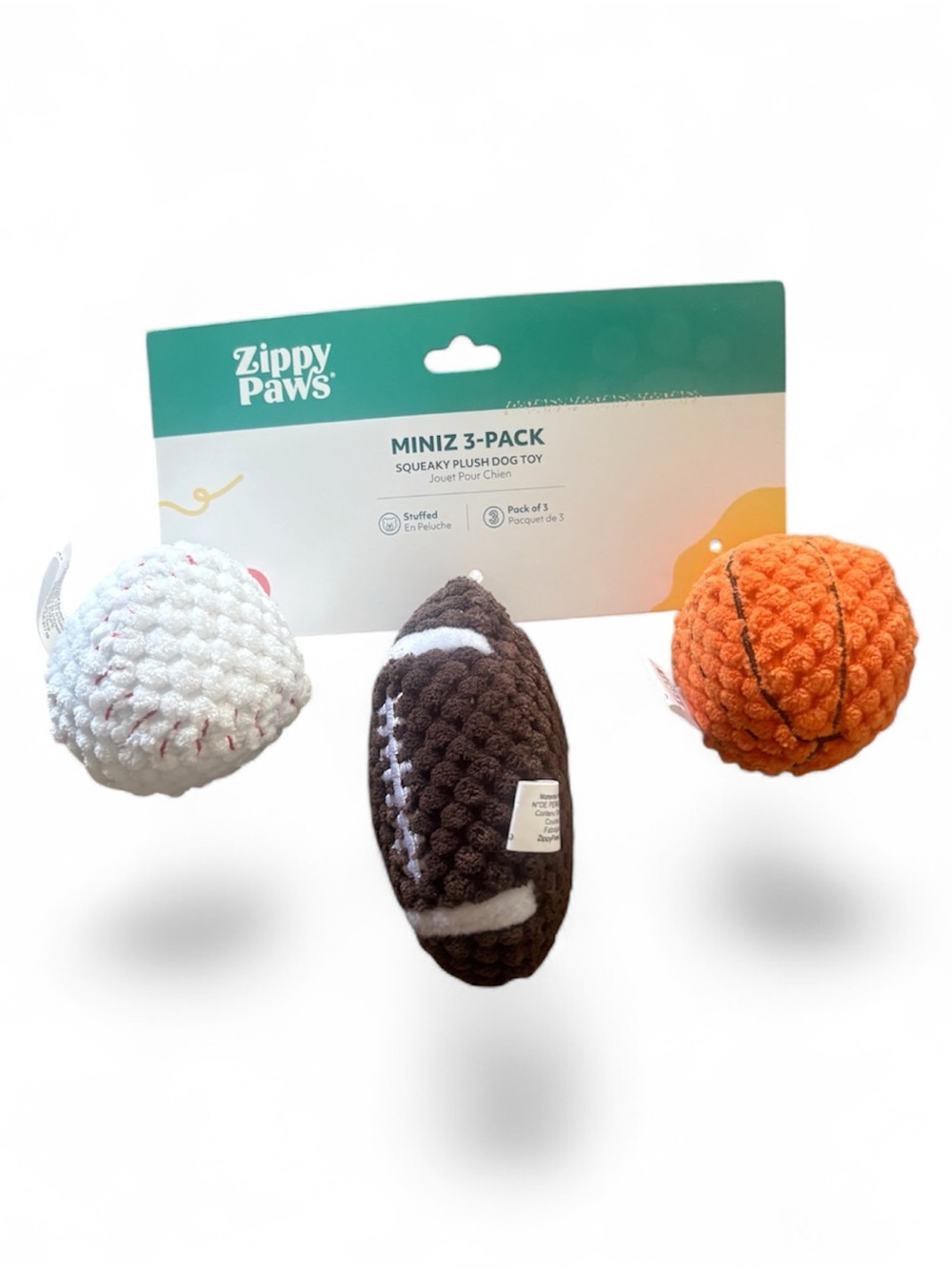 Zippy Paws Miniz 3 Pack - SpirtsBallz Each with Squeaker New